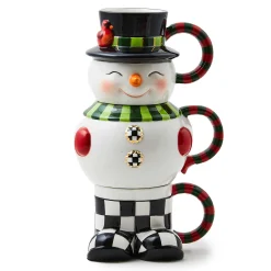 MacKenzie-Childs Kitchen & Dining Sets|Drinkware<Cozy Christmas Snowman Stacking Mugs, Set of 3