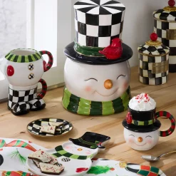MacKenzie-Childs Kitchen & Dining Sets|Drinkware<Cozy Christmas Snowman Stacking Mugs, Set of 3