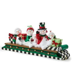 MacKenzie-Childs Holiday|Room Accents<Cozy Christmas Snowmen Family Sledding Figurine