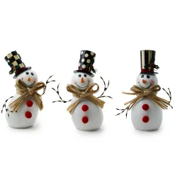 MacKenzie-Childs Room Accents<Cozy Christmas Tin Snowmen, Set of 3