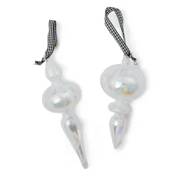 MacKenzie-Childs Holiday<Crystal Palace Glass Icicle Ornaments, Set of 2
