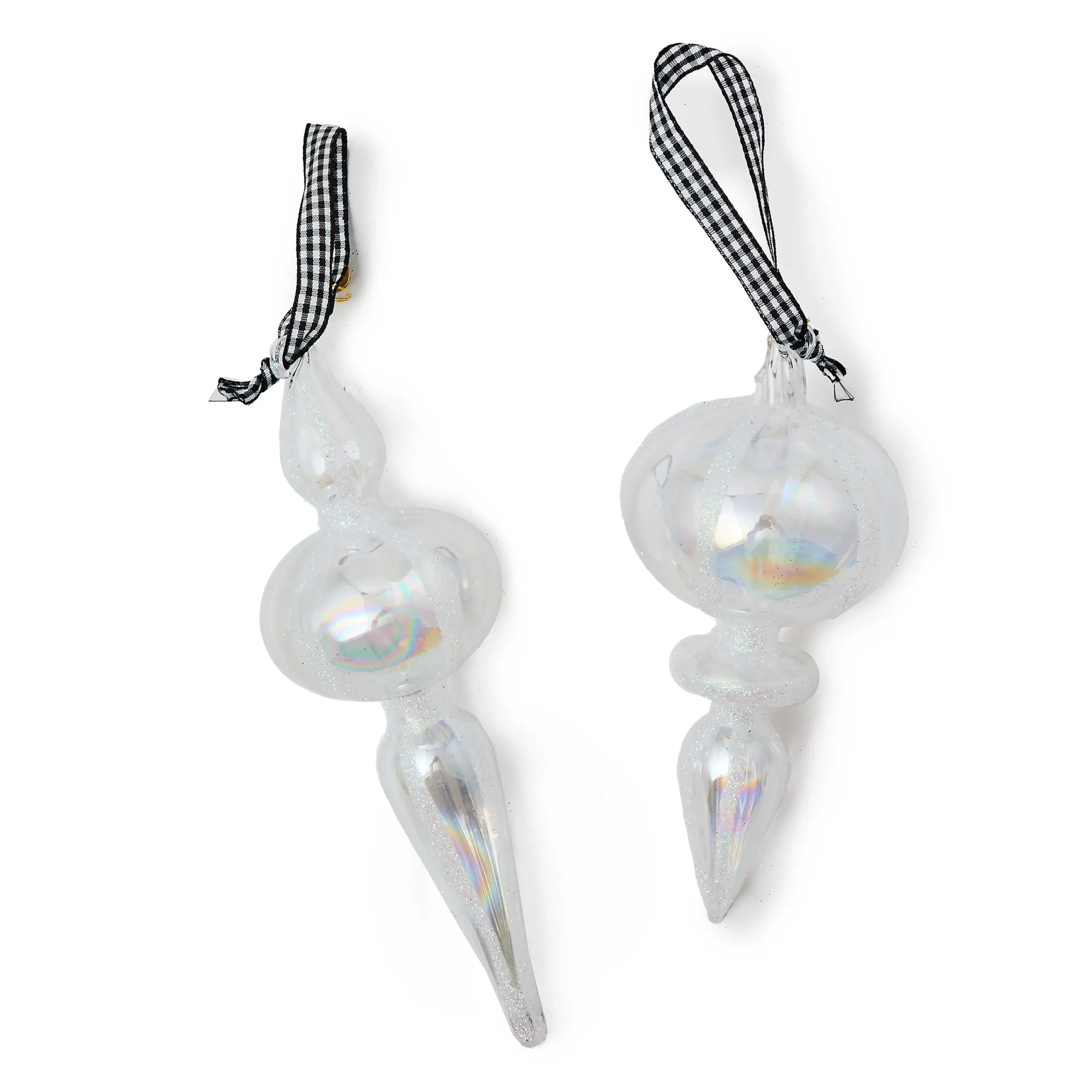 MacKenzie-Childs Holiday<Crystal Palace Glass Icicle Ornaments, Set of 2