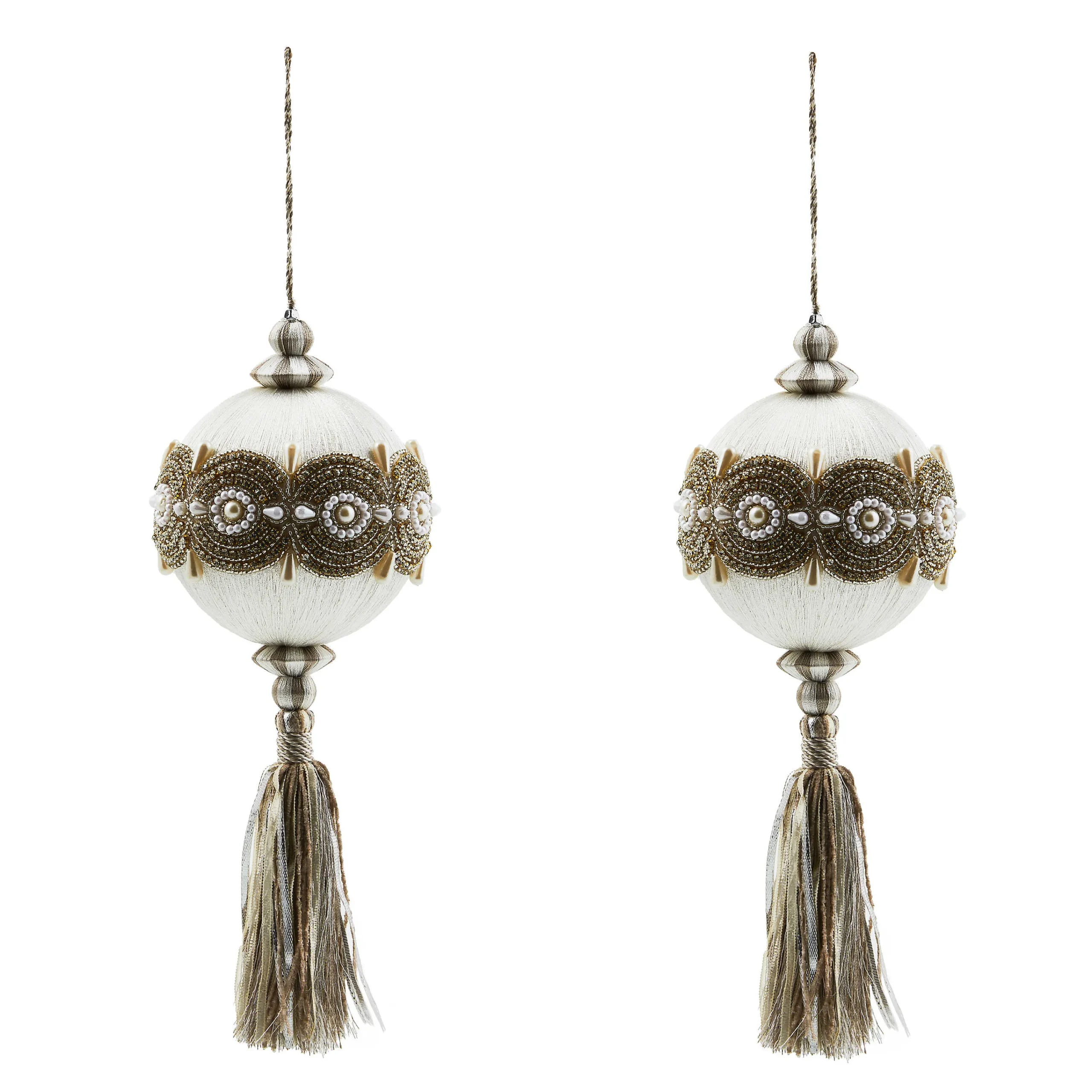 MacKenzie-Childs Decor Sets|Room Accents<Crystal Palace Pearl 5 Ball Tassels, Set of 2