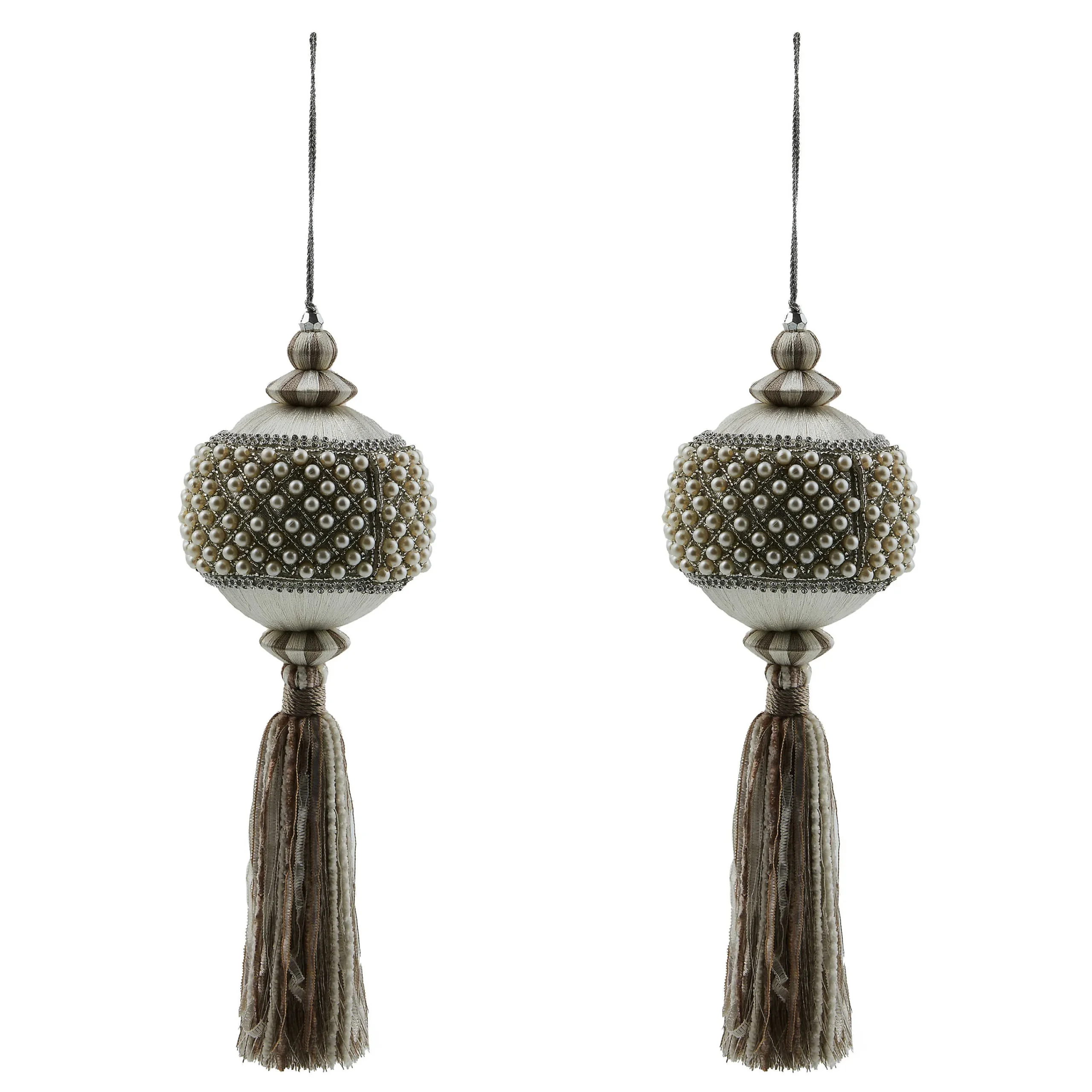 MacKenzie-Childs Decor Sets|Room Accents<Crystal Palace Pearl 4 Ball Tassels, Set of 2