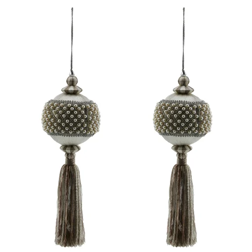 MacKenzie-Childs Decor Sets|Room Accents<Crystal Palace Pearl 4 Ball Tassels, Set of 2