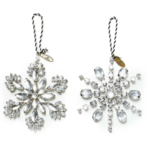 MacKenzie-Childs Holiday<Crystal Palace Snowflake Ornaments, Set of 2