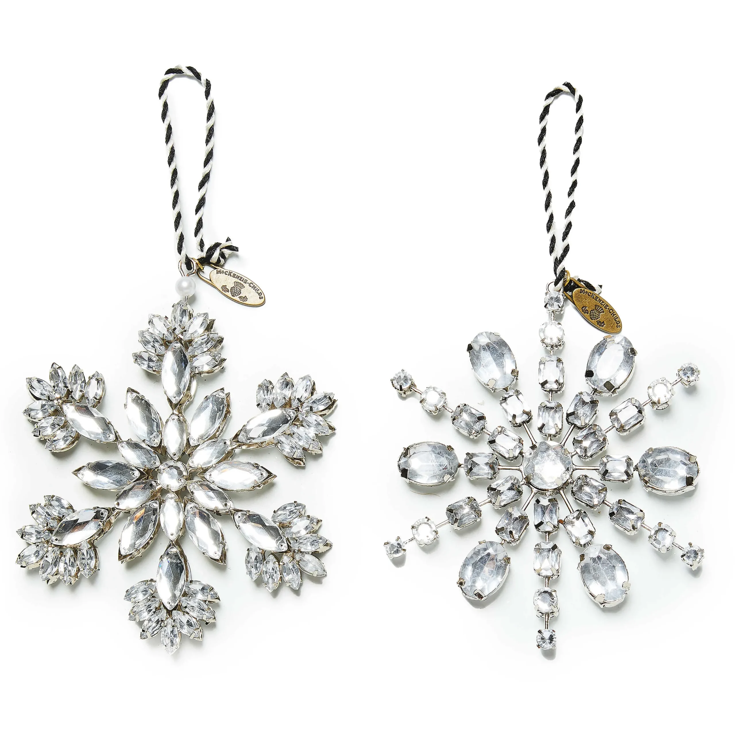 MacKenzie-Childs Holiday<Crystal Palace Snowflake Ornaments, Set of 2