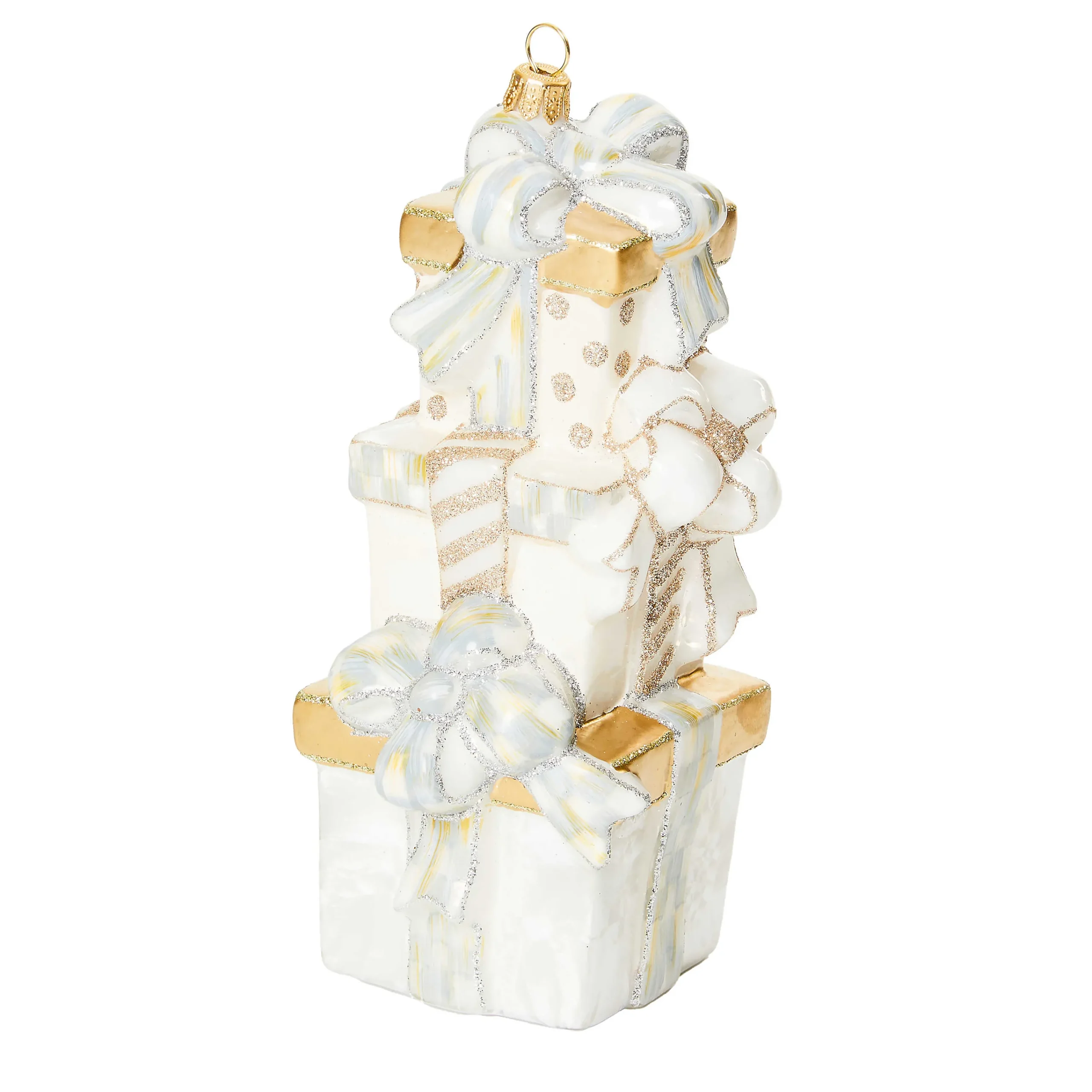 MacKenzie-Childs Holiday<Crystal Palace Stacked Gifts Glass Ornament