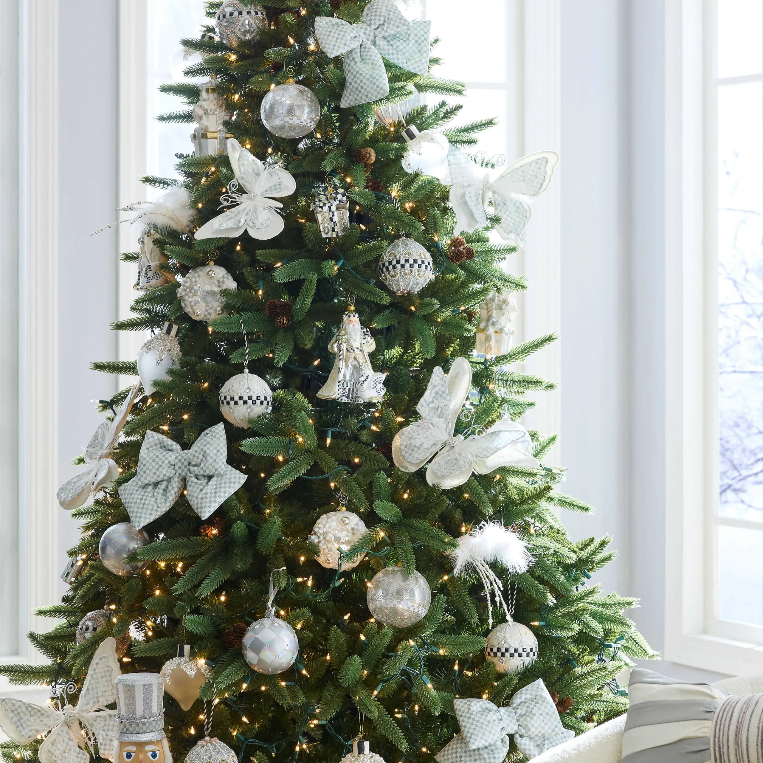 MacKenzie-Childs Holiday<Crystal Palace Swan Glass Ball Ornaments, Set of 4
