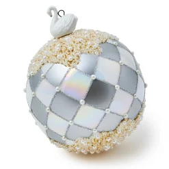 MacKenzie-Childs Holiday<Crystal Palace Swan Jumbo Glass Ball Ornament