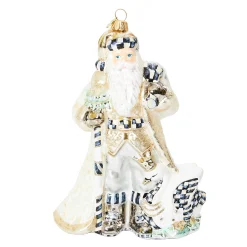 MacKenzie-Childs Holiday<Crystal Palace Swan Santa Glass Ornament