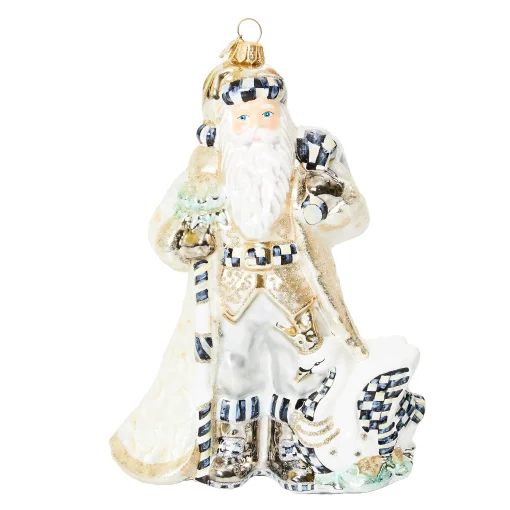 MacKenzie-Childs Holiday<Crystal Palace Swan Santa Glass Ornament