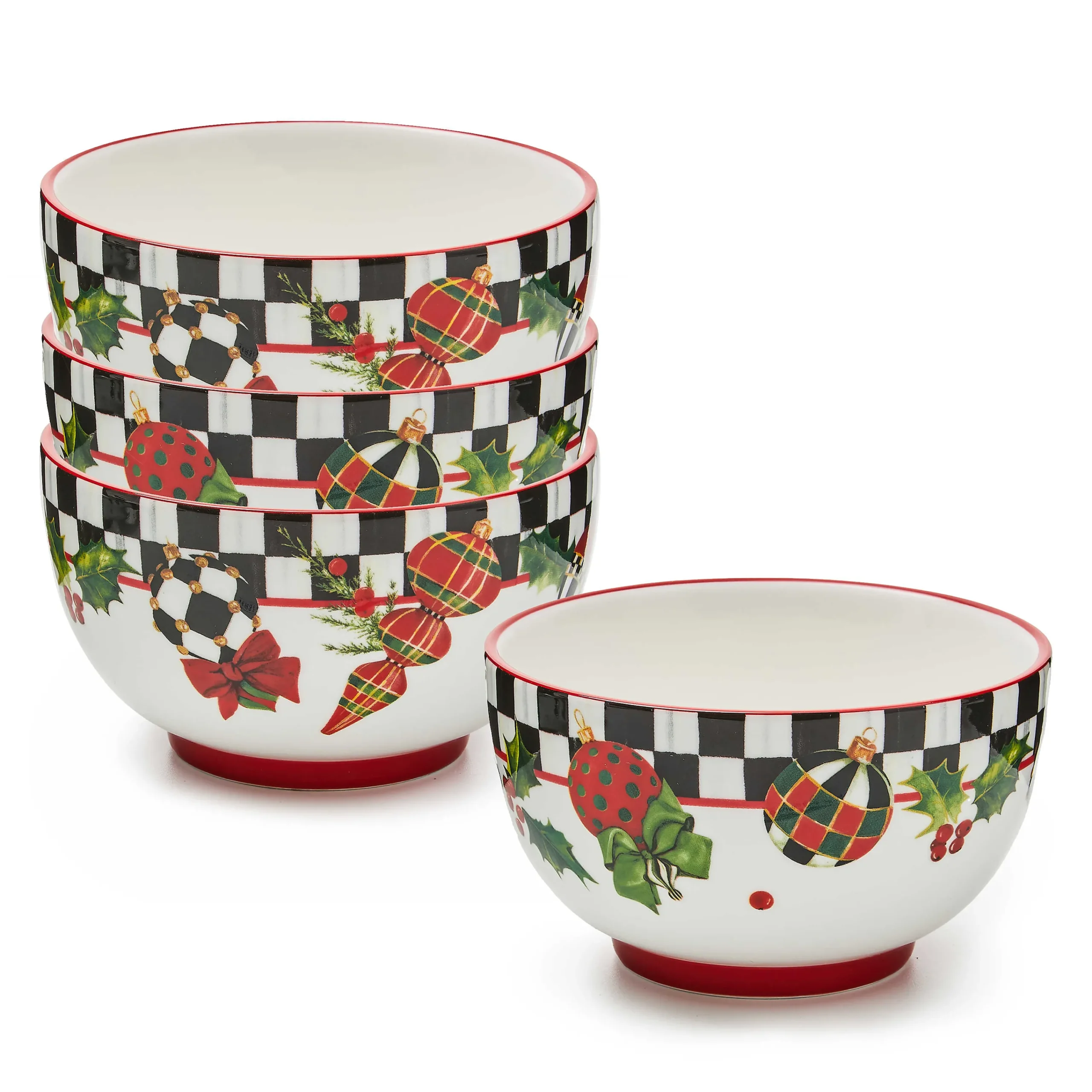 MacKenzie-Childs Kitchen & Dining Sets|Dinnerware & Flatware<Deck the Halls Breakfast Bowls, Set of 4