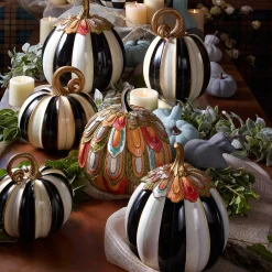 MacKenzie-Childs Pumpkins|The Halloween Shop<Elegant Stripe Large Pumpkin