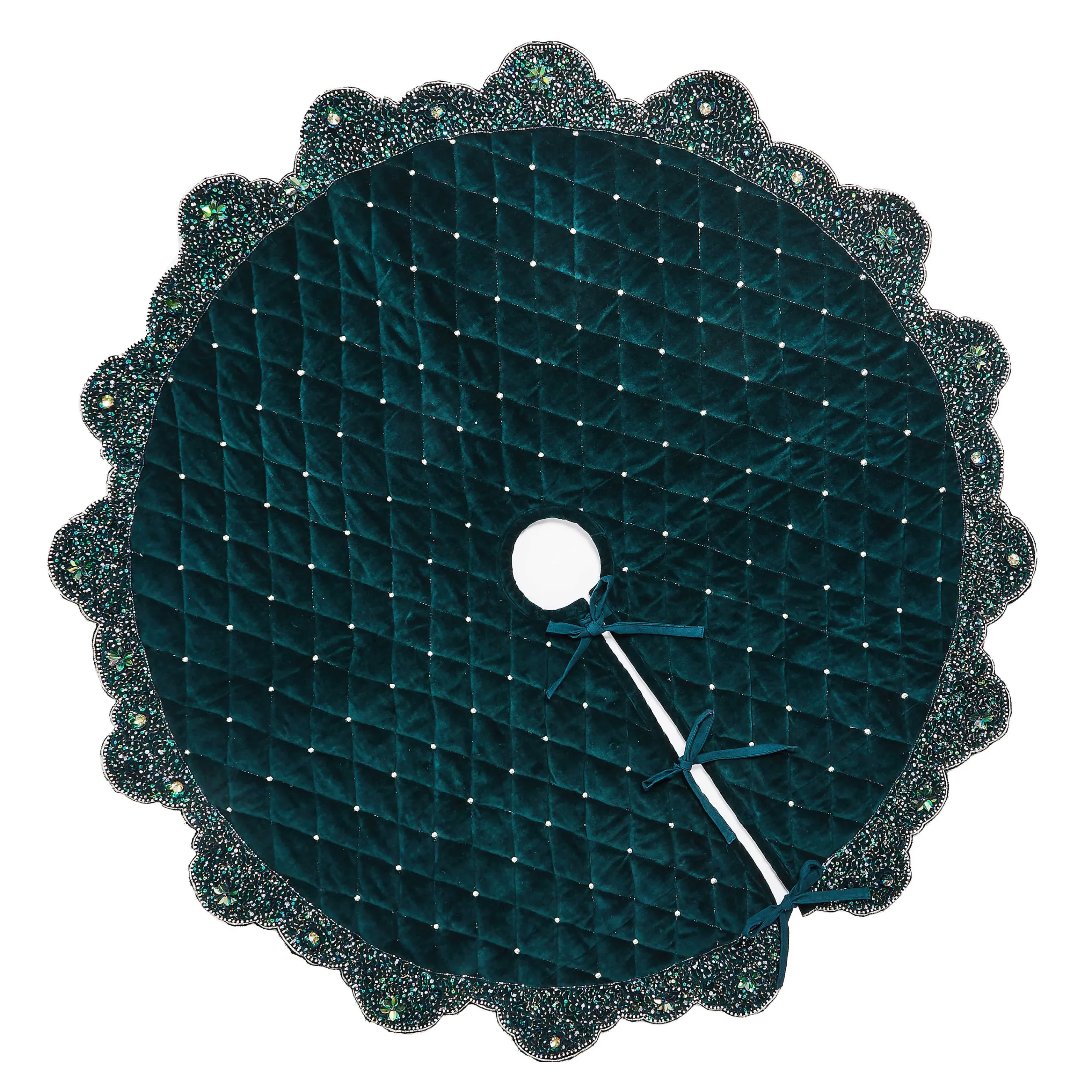 MacKenzie-Childs Holiday|Room Accents<Emerald Beaded Holiday Tree Skirt