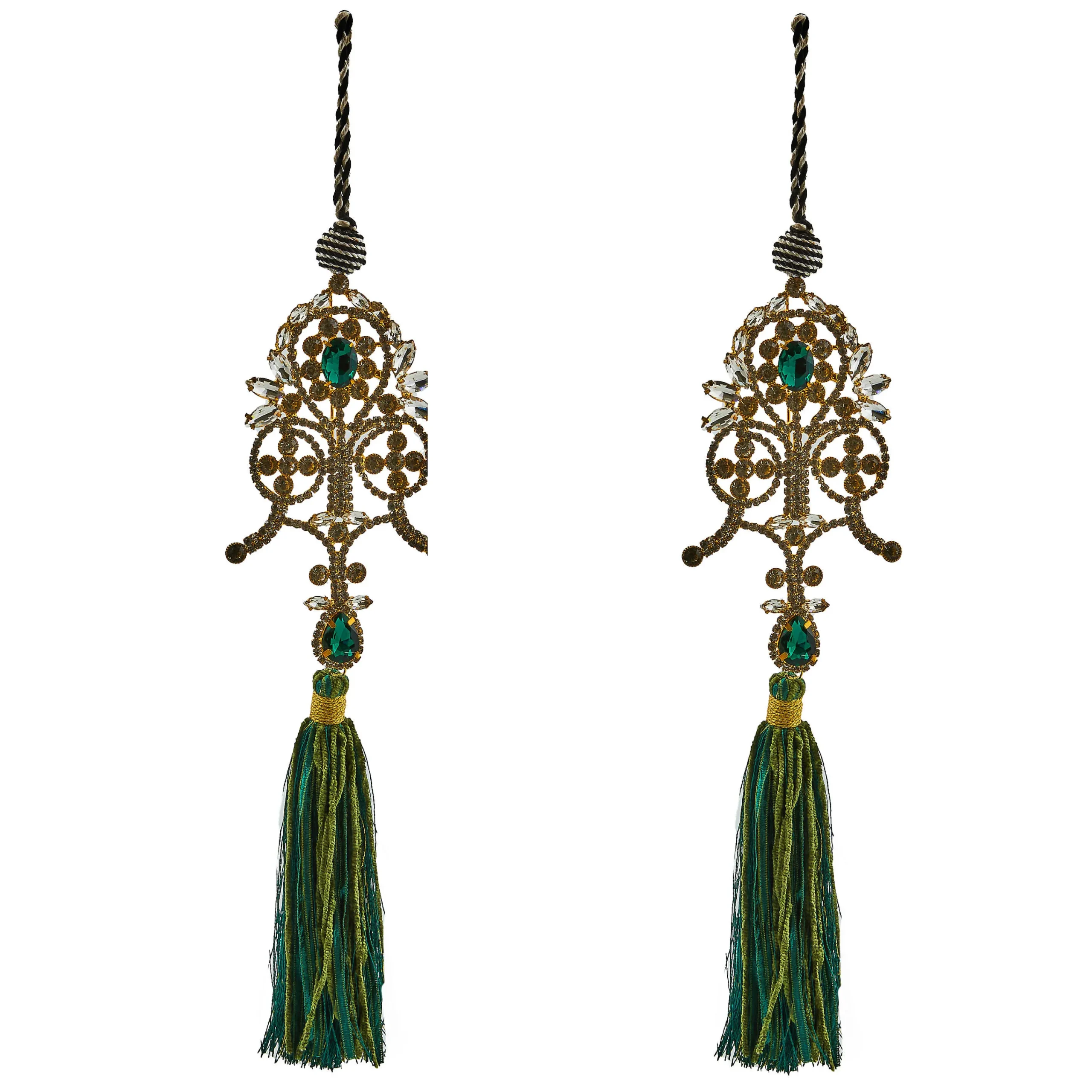 MacKenzie-Childs Decor Sets|Room Accents<Emerald Luxe Emblem Tassels, Set of 2