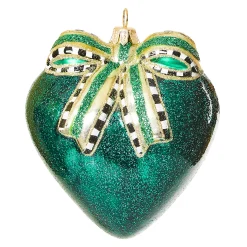 MacKenzie-Childs Holiday<Emerald Luxe Heart Glass Ornament