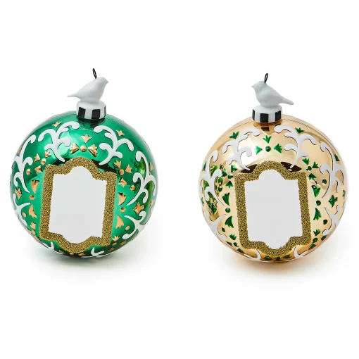 MacKenzie-Childs Holiday<Emerald Luxe Mirror Glass Ball Ornaments, Set of 2
