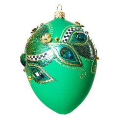 MacKenzie-Childs Holiday<Emerald Luxe Oval Ball Glass Ornament