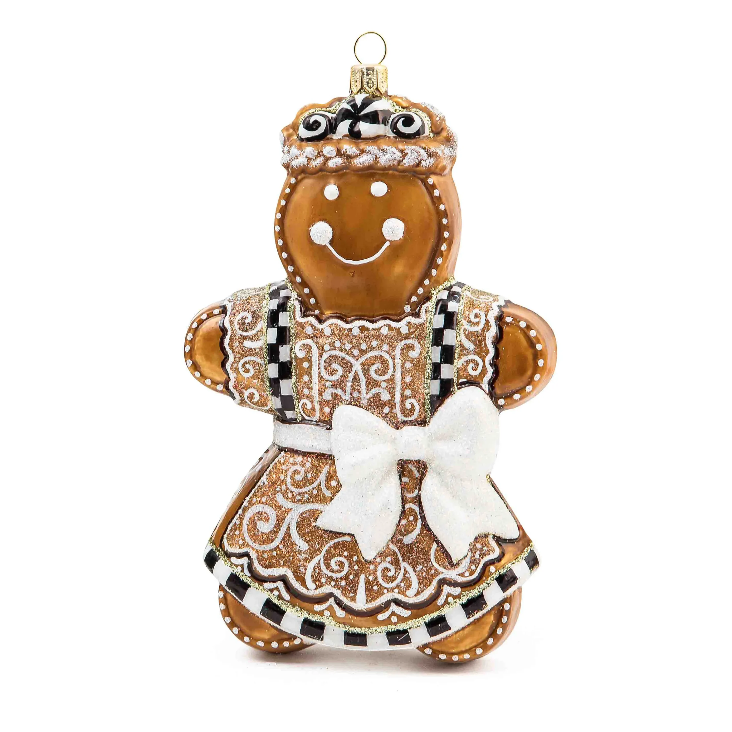 MacKenzie-Childs Holiday<Farmhouse Gingerbread Girl Glass Ornament