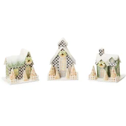 MacKenzie-Childs Room Accents<Farmhouse Holiday Illuminated Mini Paper Houses, Set of 3