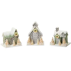 MacKenzie-Childs Room Accents<Farmhouse Holiday Illuminated Mini Paper Houses, Set of 3