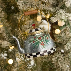 MacKenzie-Childs Holiday<Farmhouse Holiday Tea Kettle Glass Ornament