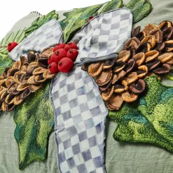 MacKenzie-Childs Pillows, Throws, & Cushions<Farmhouse Holly Holiday Lumbar Pillow