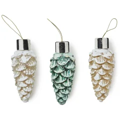 MacKenzie-Childs Holiday<Farmhouse Pinecone Glass Ornaments, Set of 3