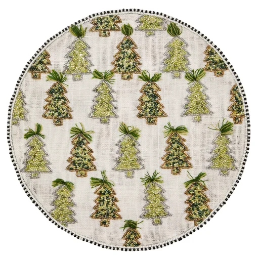MacKenzie-Childs Table Accessories|Kitchen & Table Linens<Farmhouse Trees Round Beaded Placemat