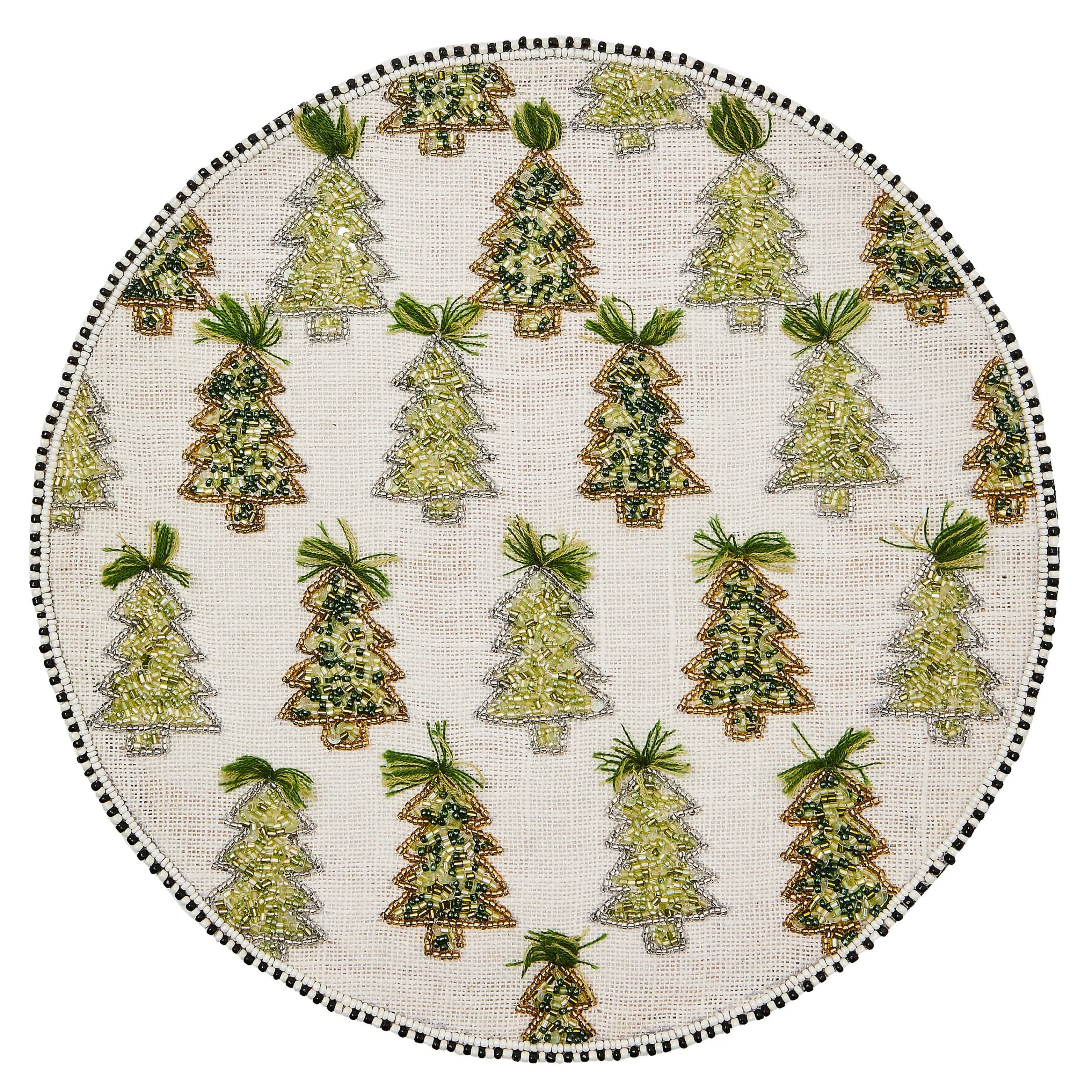 MacKenzie-Childs Table Accessories|Kitchen & Table Linens<Farmhouse Trees Round Beaded Placemat