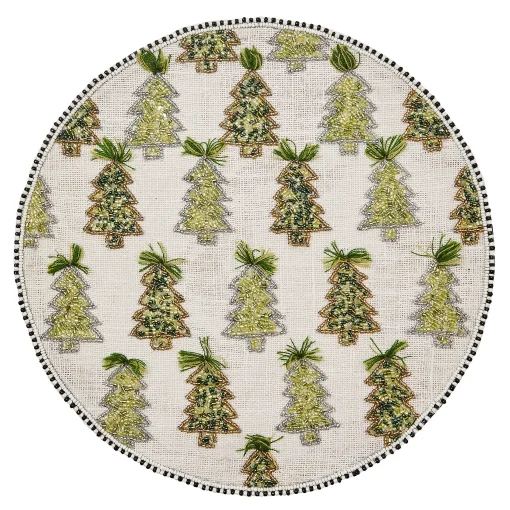 MacKenzie-Childs Table Accessories|Kitchen & Table Linens<Farmhouse Trees Round Beaded Placemat