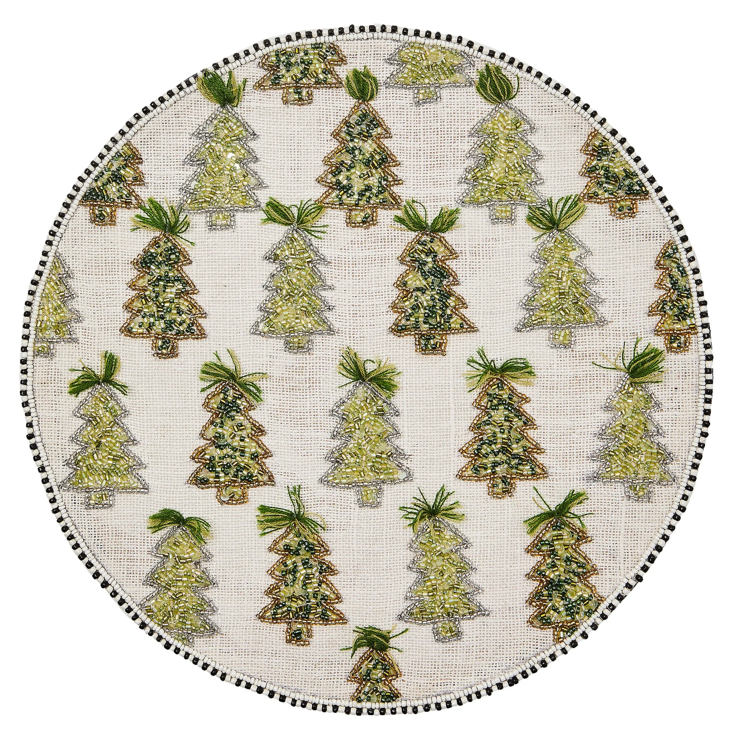 MacKenzie-Childs Table Accessories|Kitchen & Table Linens<Farmhouse Trees Round Beaded Placemat