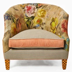 MacKenzie-Childs Living Room<Field Study Floral  Gingham Accent Chair