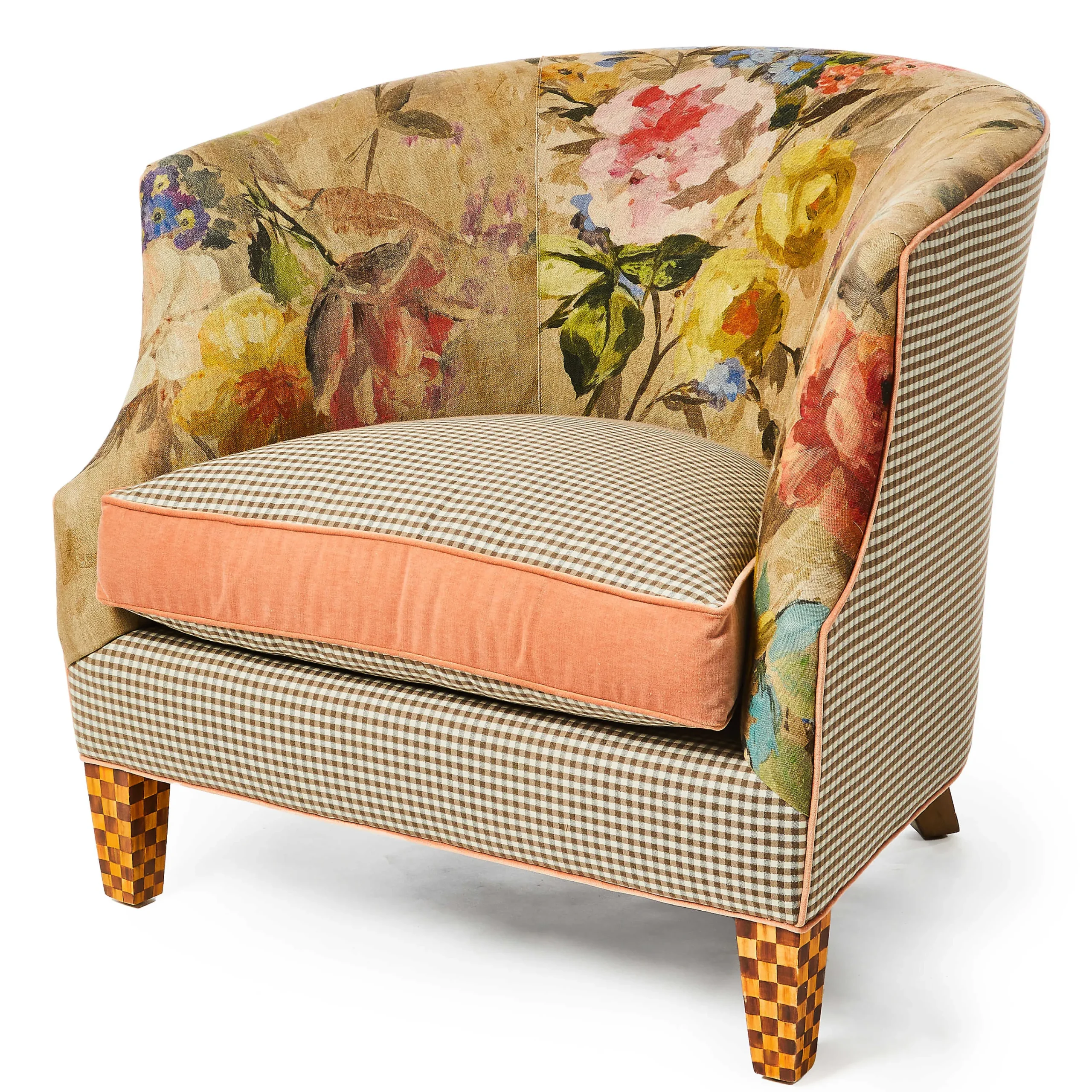 MacKenzie-Childs Living Room<Field Study Floral  Gingham Accent Chair
