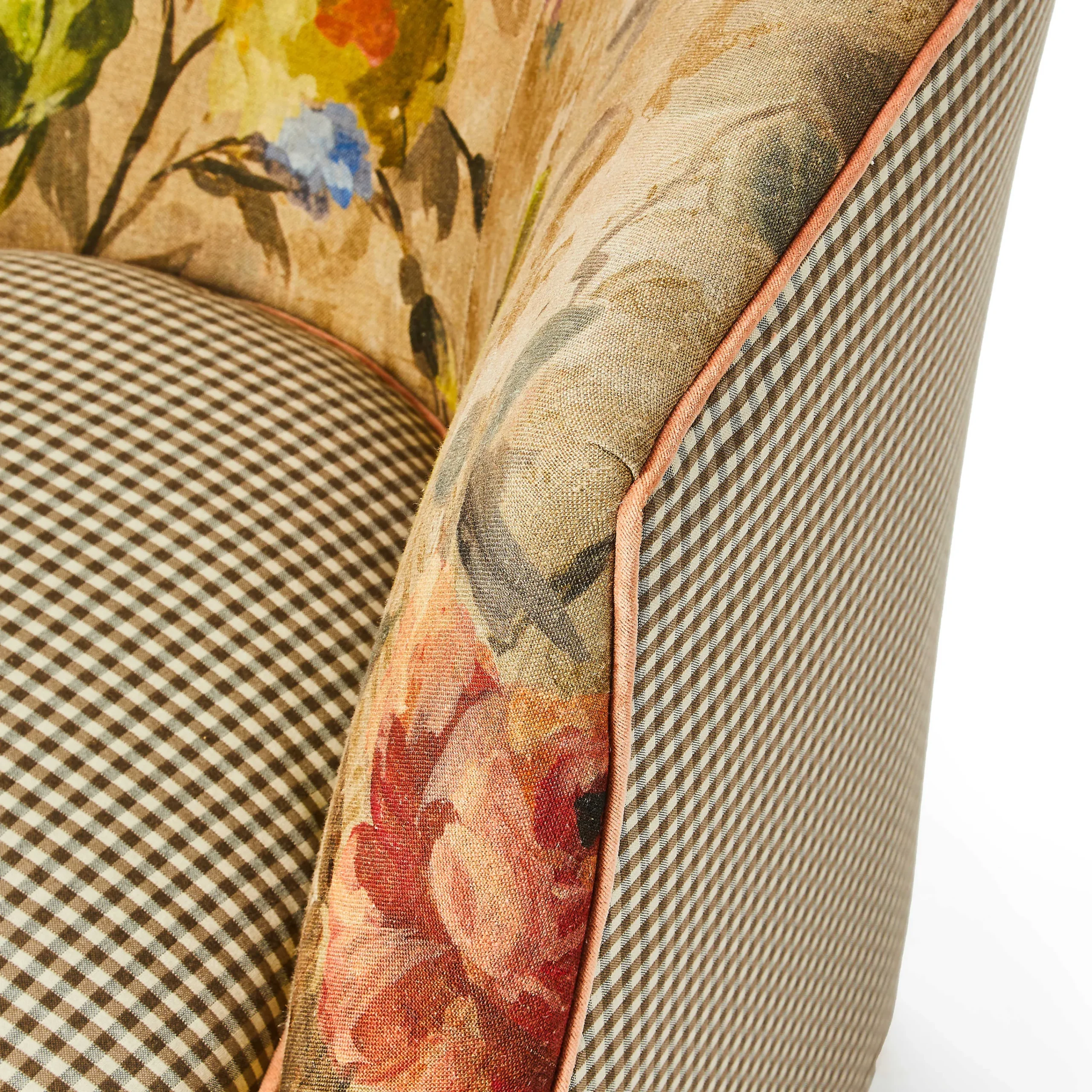 MacKenzie-Childs Living Room<Field Study Floral  Gingham Accent Chair
