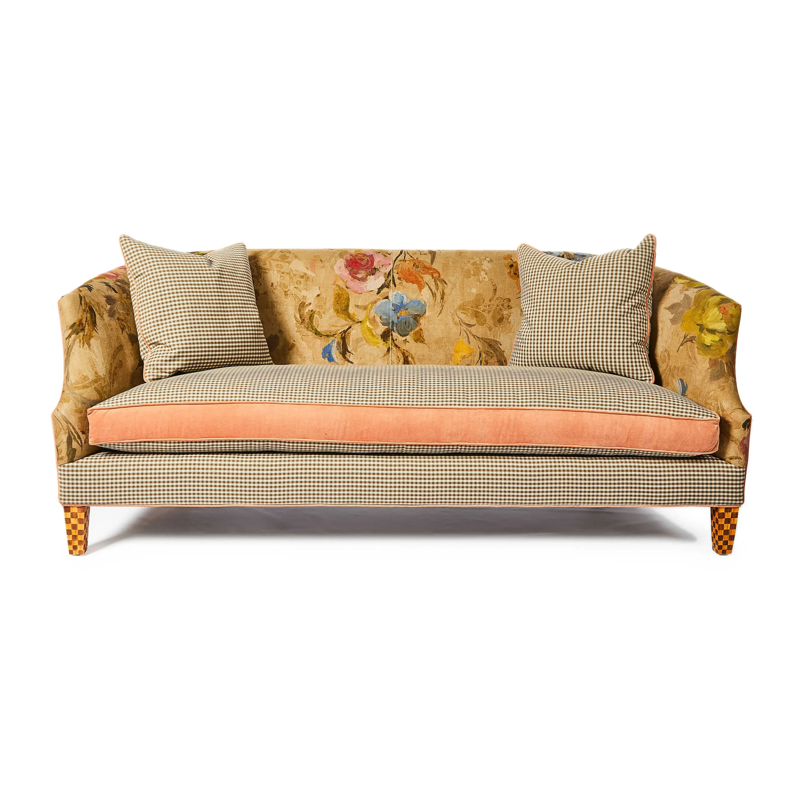 MacKenzie-Childs Living Room<Field Study Floral  Gingham Sofa