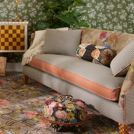MacKenzie-Childs Living Room<Field Study Floral  Gingham Sofa