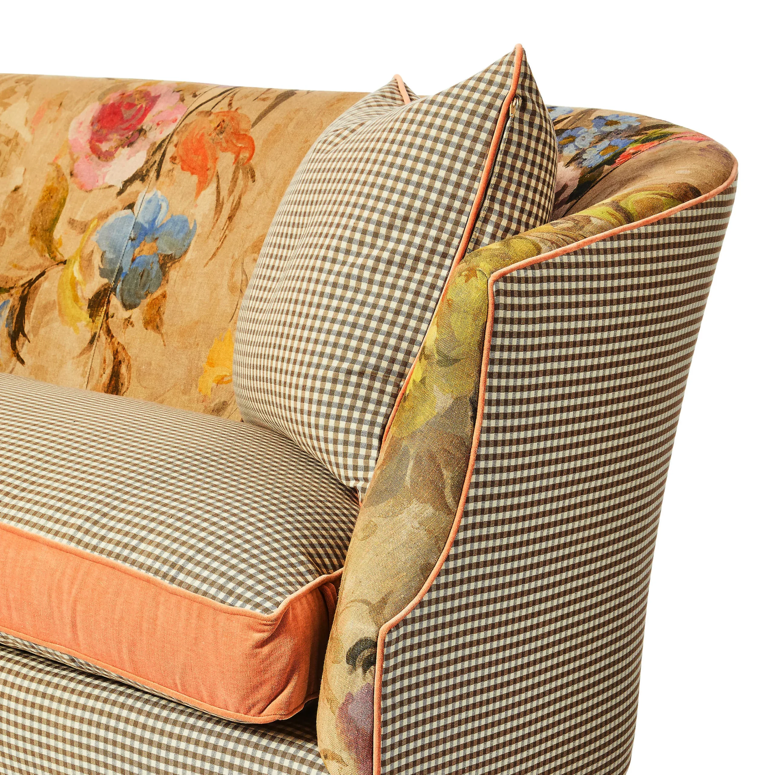 MacKenzie-Childs Living Room<Field Study Floral  Gingham Sofa