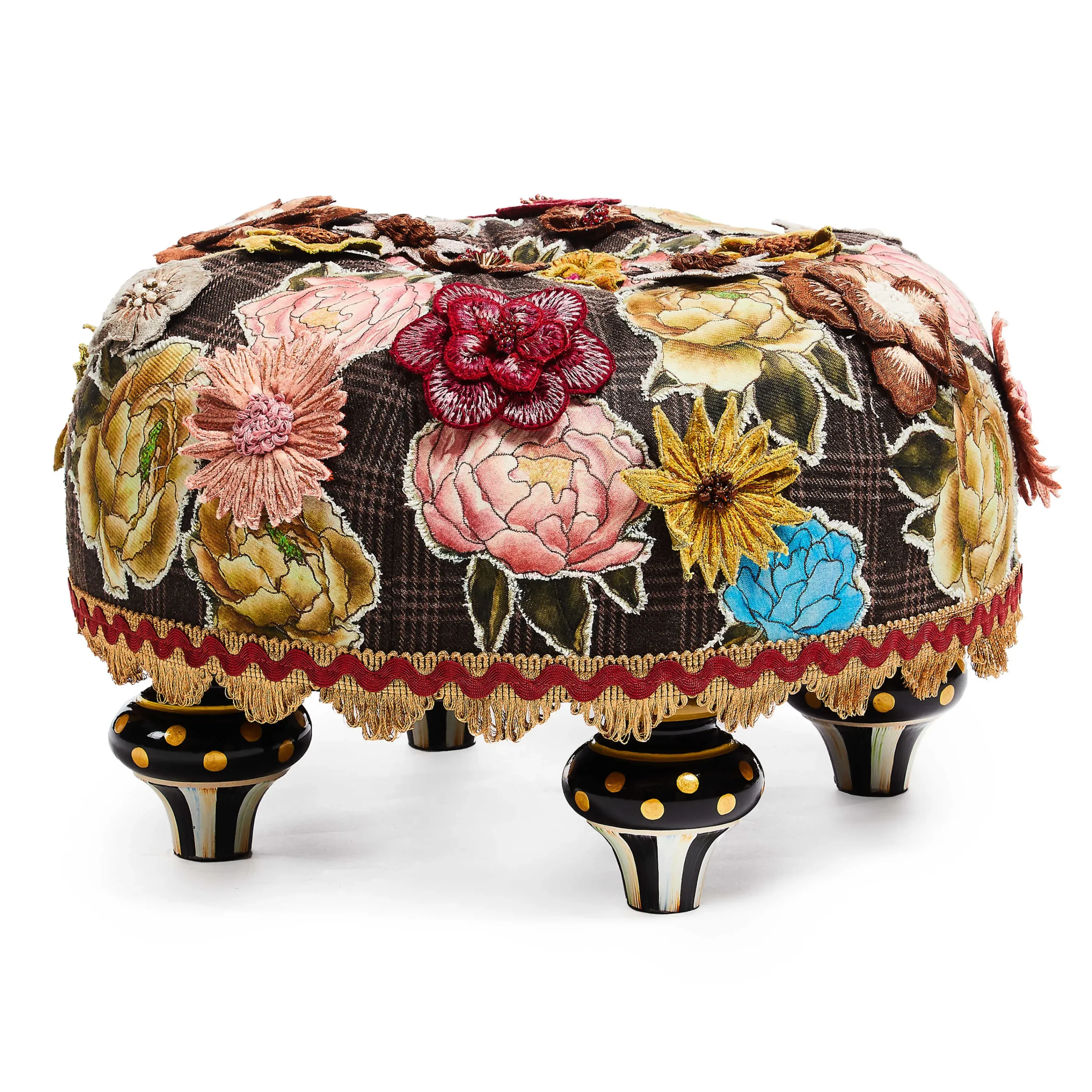 MacKenzie-Childs Living Room<Field Study Floral Tufted Footstool