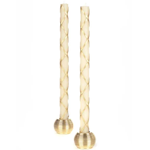 MacKenzie-Childs Candles & Fragrances|Table Accessories<Fishnet Gold Dinner Candles, Set of 2