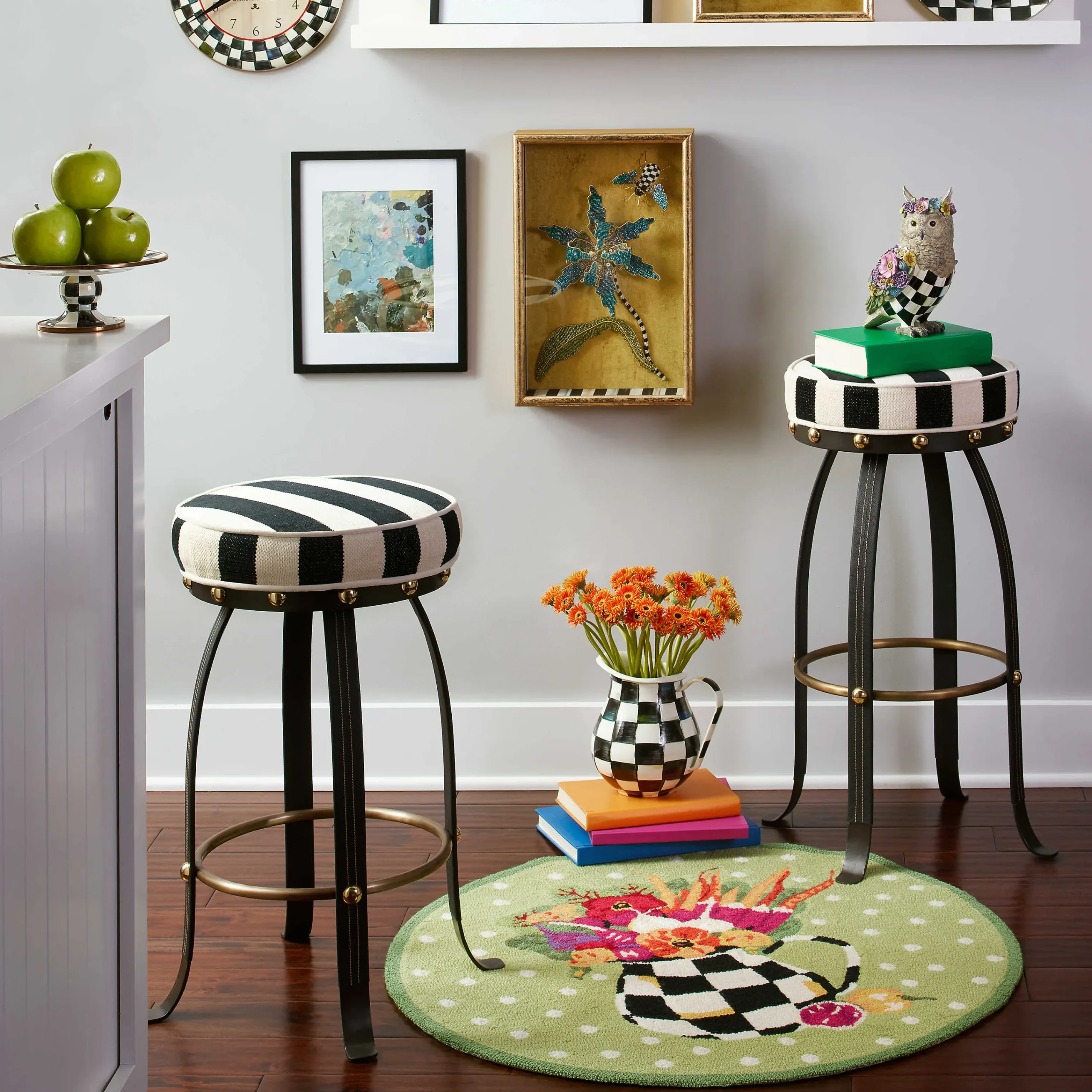 MacKenzie-Childs Dining Room & Kitchen<Flatiron Black Stripe Bar Stool