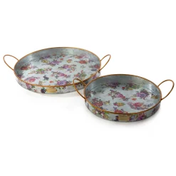 MacKenzie-Childs Outdoor|Bar Entertaining<Flower Market Galvanized Serving Trays, Set of 2