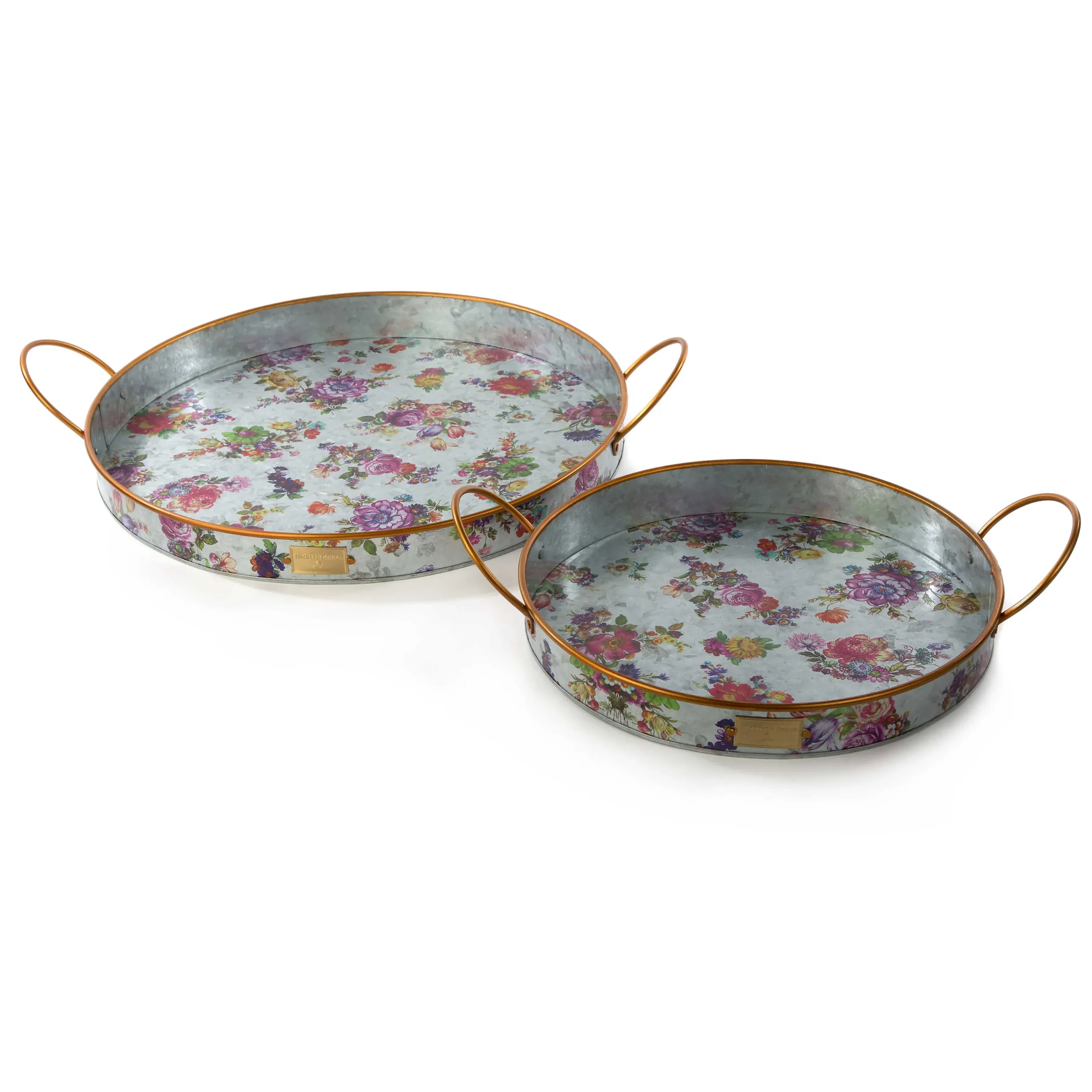 MacKenzie-Childs Outdoor|Bar Entertaining<Flower Market Galvanized Serving Trays, Set of 2
