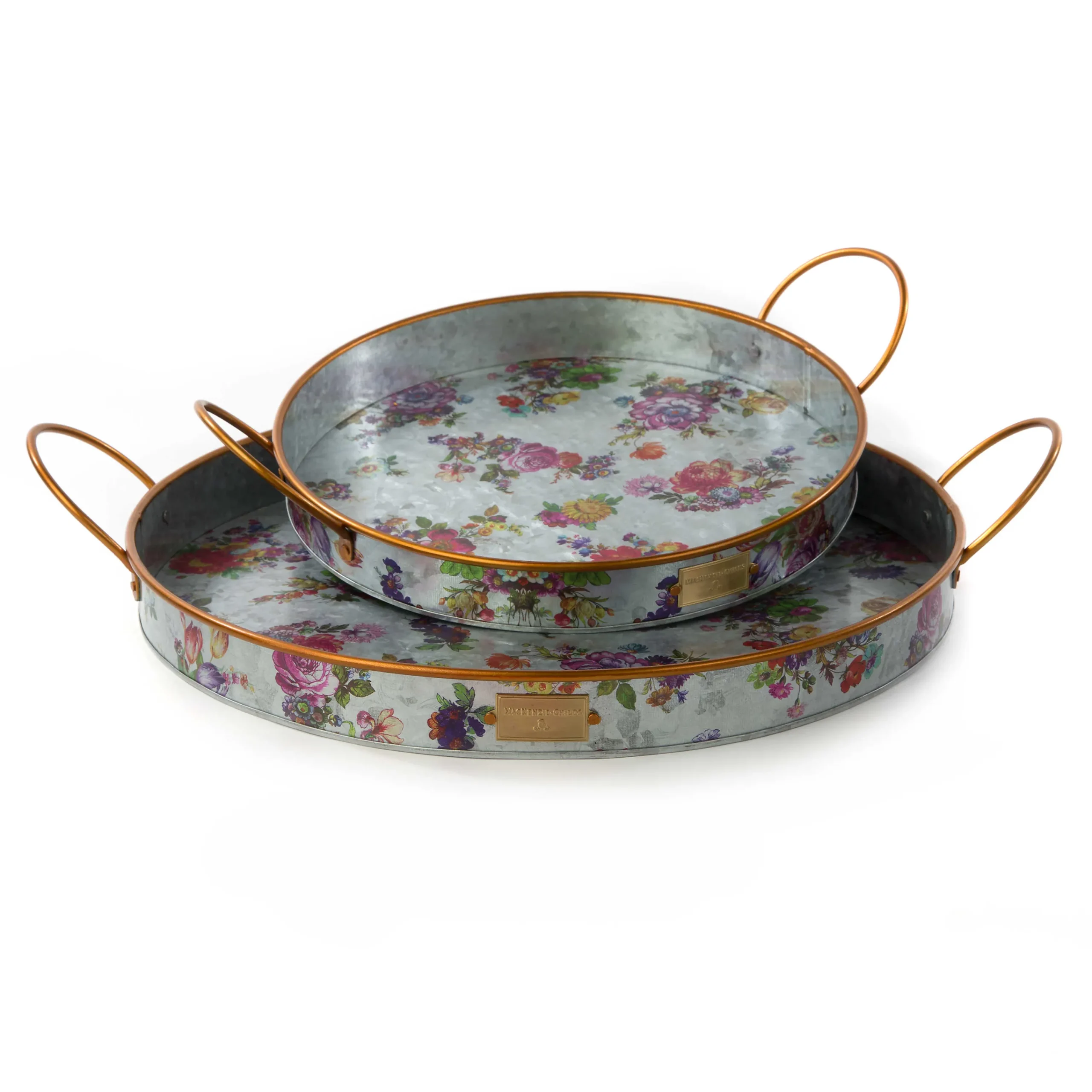 MacKenzie-Childs Outdoor|Bar Entertaining<Flower Market Galvanized Serving Trays, Set of 2