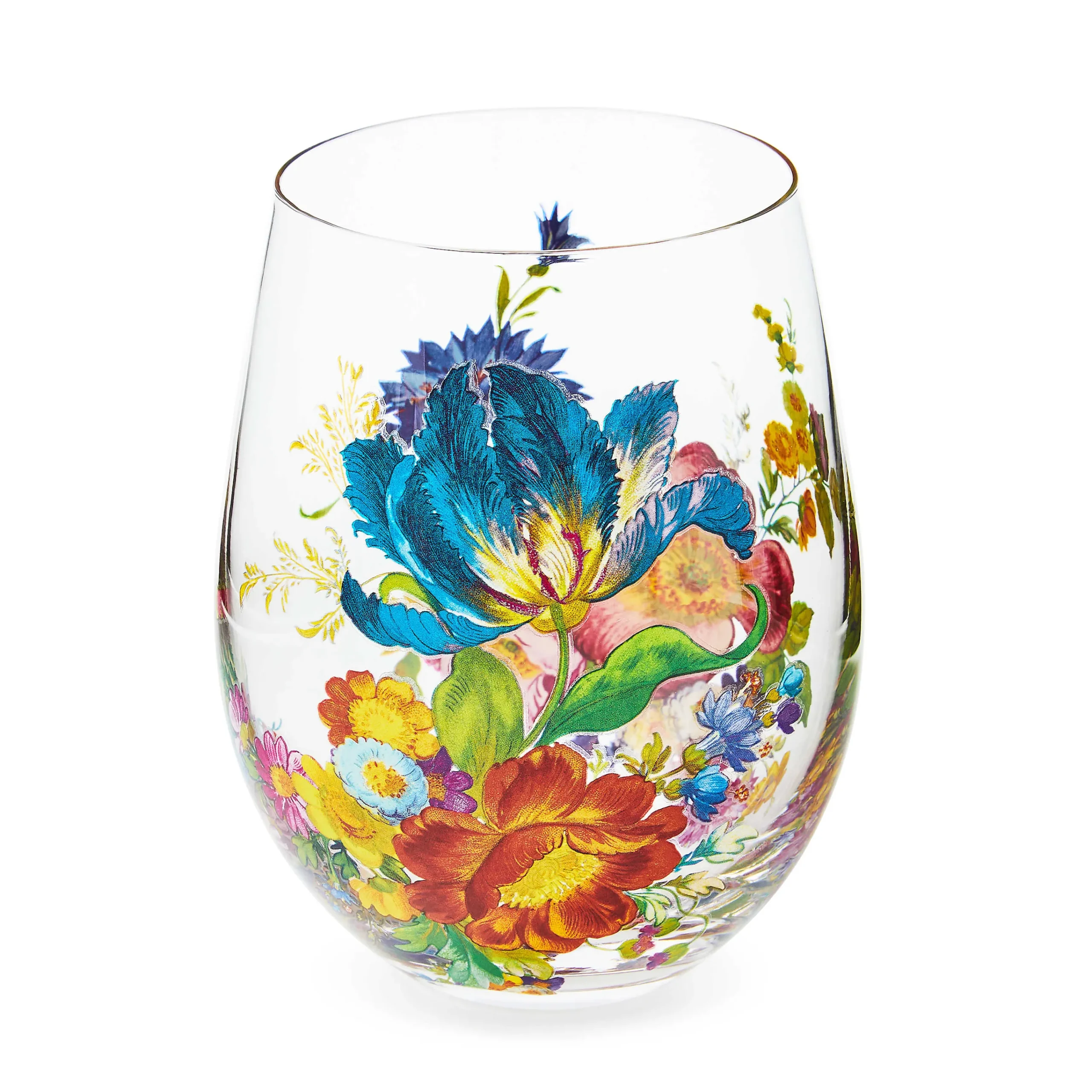 MacKenzie-Childs Drinkware<Flower Market Stemless Wine Glass, Set of 4