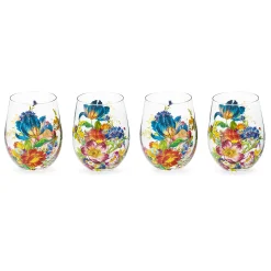 MacKenzie-Childs Drinkware<Flower Market Stemless Wine Glass, Set of 4