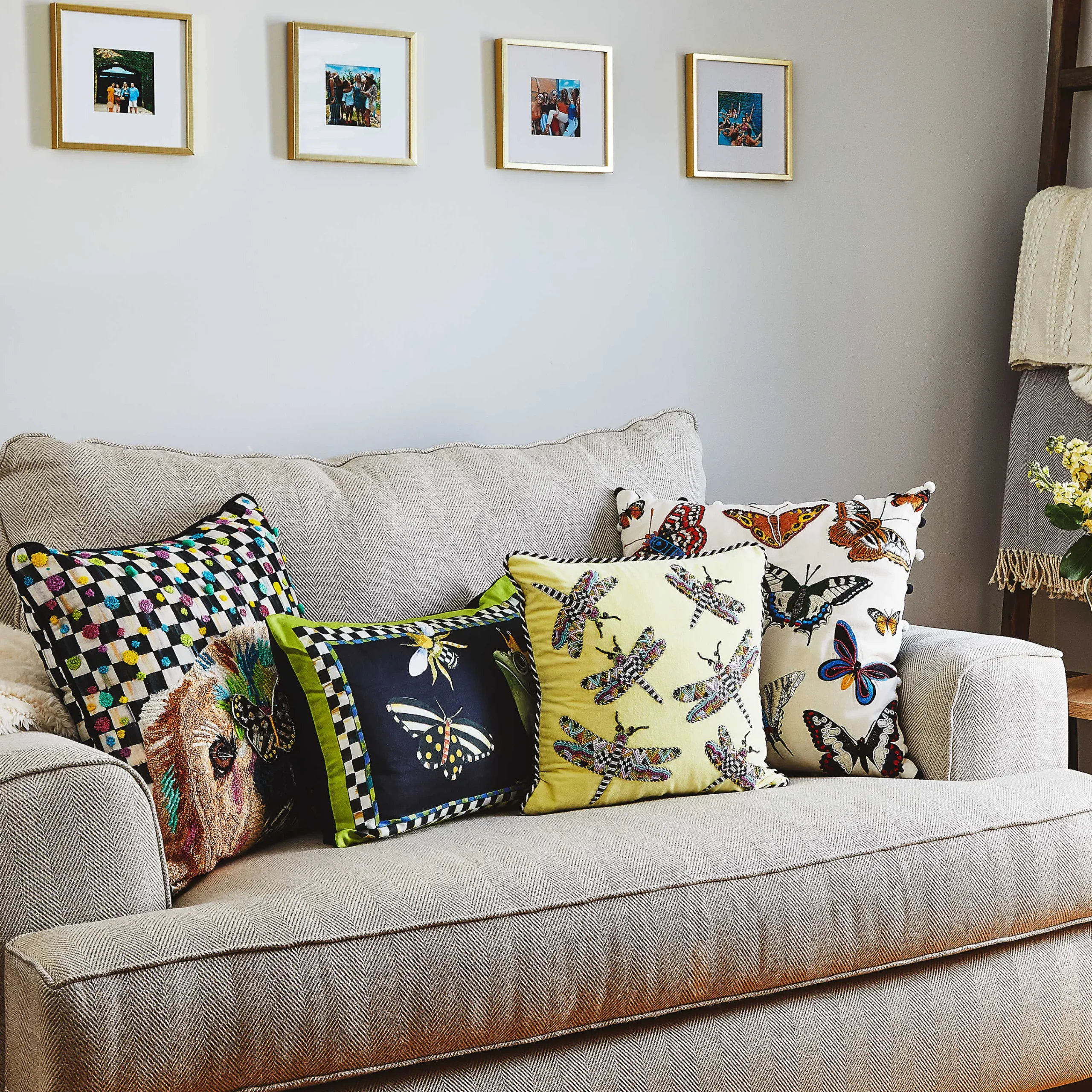 MacKenzie-Childs Spring|Pillows, Throws, & Cushions<Frog and Bee Lumbar Pillow