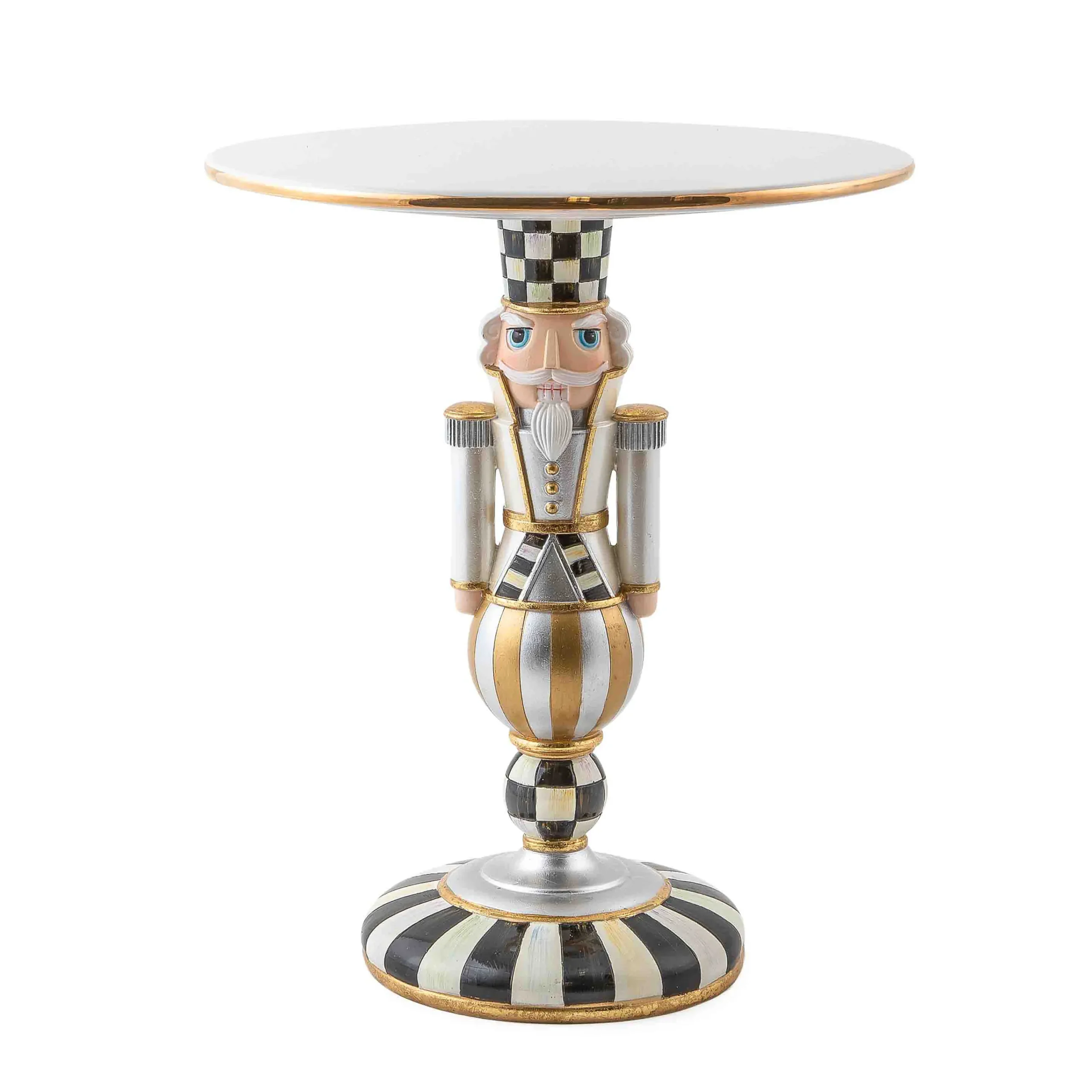 MacKenzie-Childs Holiday|Serveware<Glam Up Buckingham Nutcracker Pedestal Platter