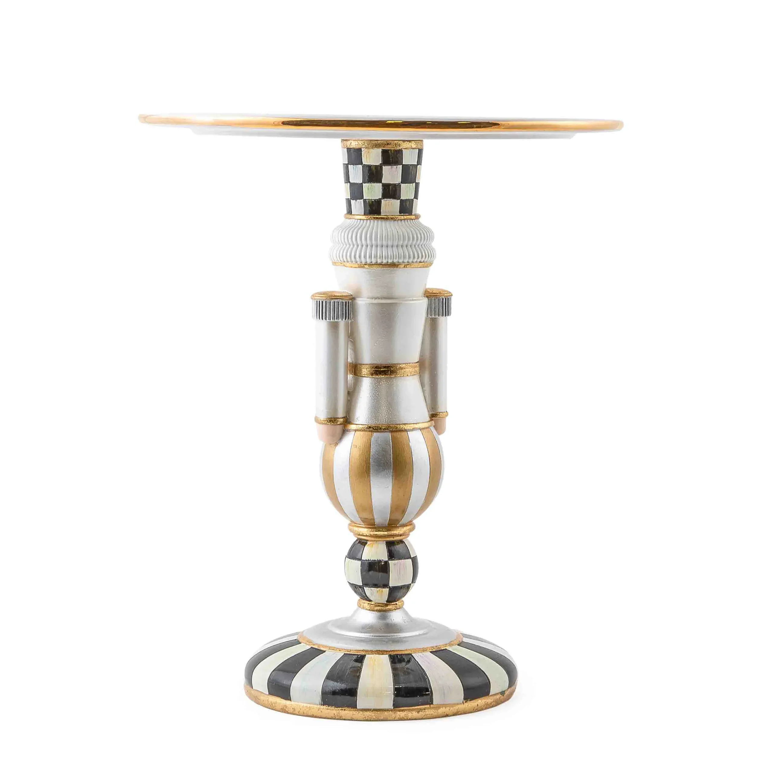 MacKenzie-Childs Holiday|Serveware<Glam Up Buckingham Nutcracker Pedestal Platter